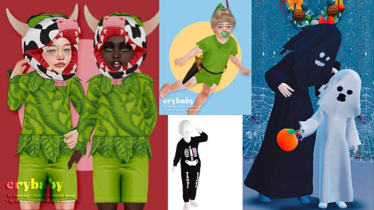 CC: Disfraces de Halloween para infantes y niños en Los Sims 4.