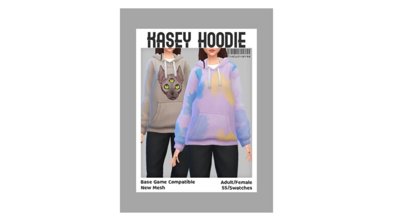 CC:”Kasey Hoodie” en Los Sims 4 por Pixelunivairse