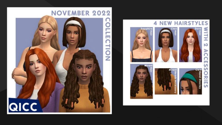 CC: Preciosa colección de peinados de mujer para los Sims 4 creado por QICC