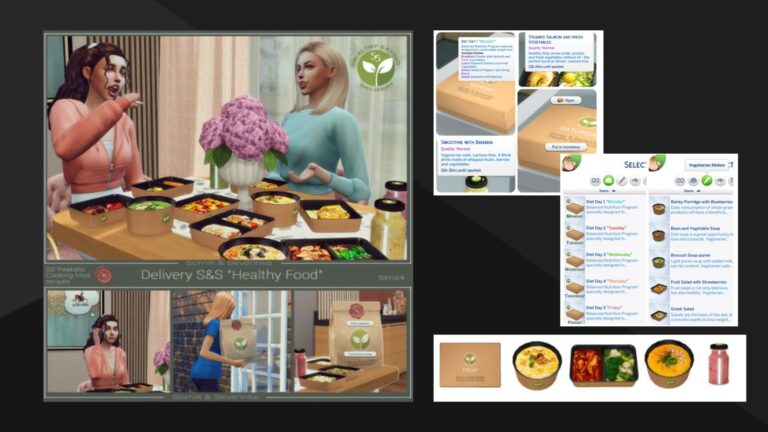 Mod: Maravilloso mod de entrega a domicilio de comida saludable creado por Severinka para los Sims 4