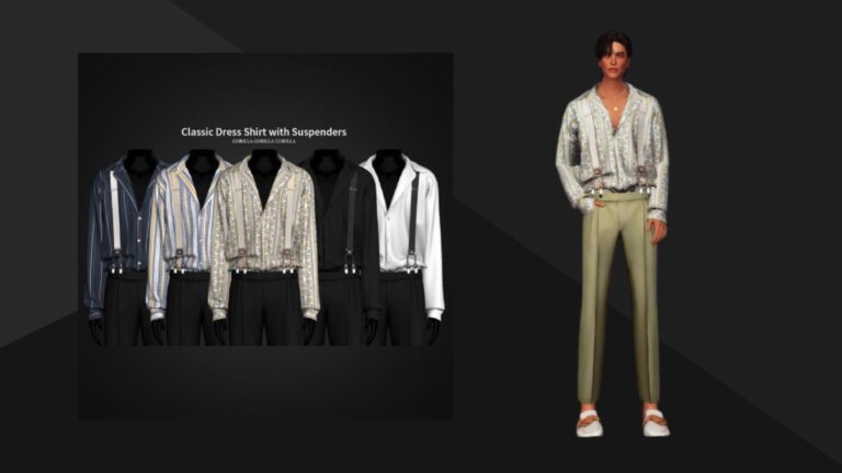 CC: Camisa con tirantes formal para hombre creado por GorillaX3 para los Sims 4