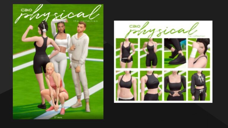 CC: Colección de ropa deportiva para hombres y mujeres maxis match creada por Caio para los Sims 4