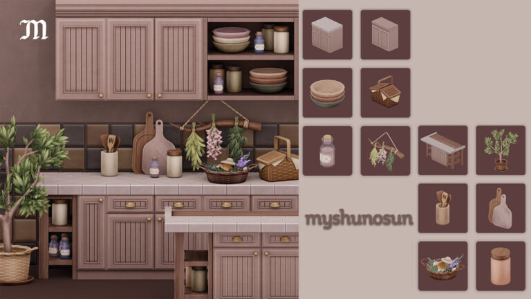 CC: Cocina Herbalista por Myshunosun para Los Sims 4
