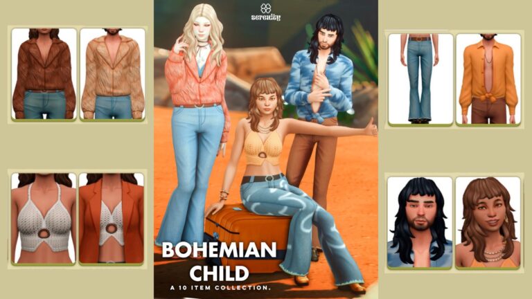 CC: Bohemian child colección de ropa para Los Sims 4