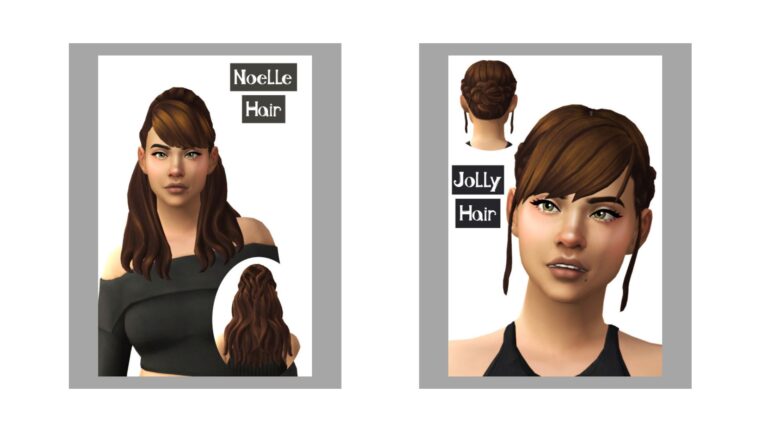 CC: “Noelle Hair” y “Jolly Hair” en Los Sims 4 por Ravensim