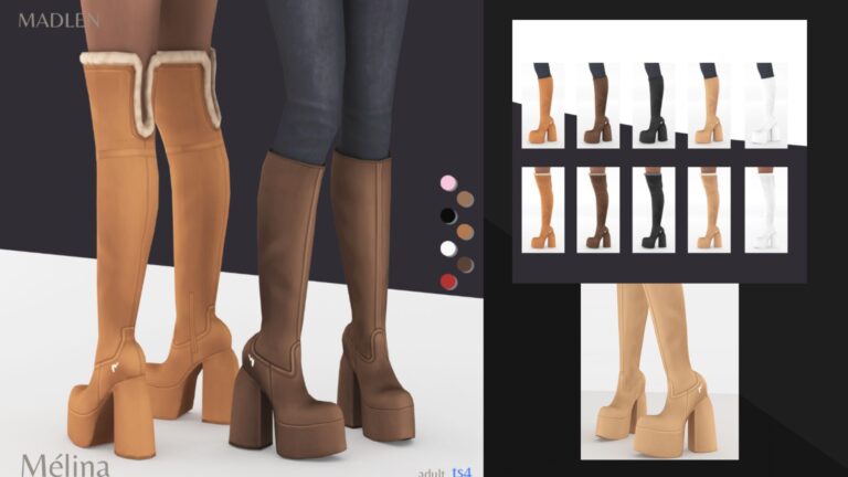 CC: Preciosas botas con tacón de invierno creadas por Madlen para los Sims 4