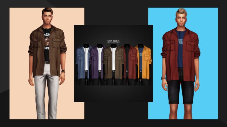 CC: Preciosa chaqueta de camisa para hombre creada por GorillaX3 para los Sims 4