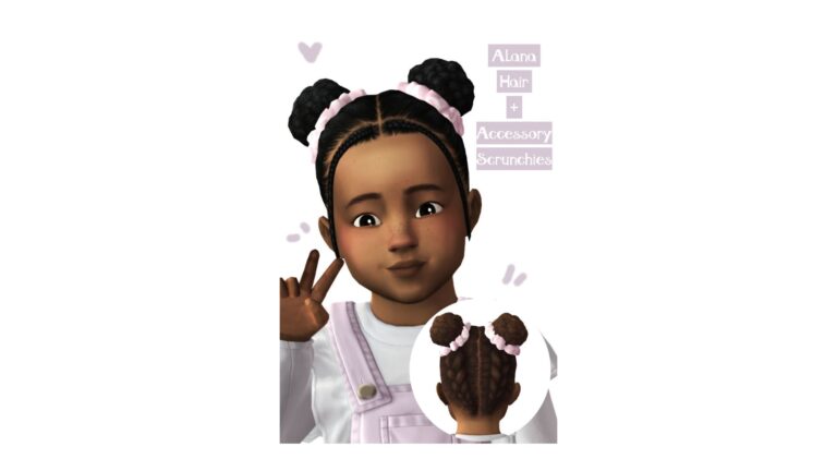 CC: “Alana Hair + Accesory Scrunchies” en Los Sims 4 por Ravensims