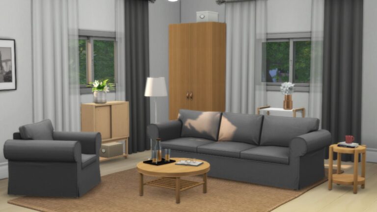 CC: Colección de muebles para la sala de estar creado por QICC para los Sims 4