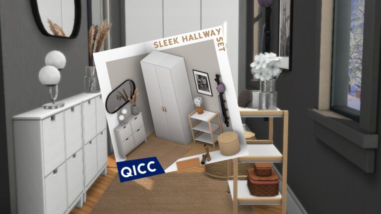 CC: Colección de muebles para la entrada de la casa creado por QICC para los Sims 4