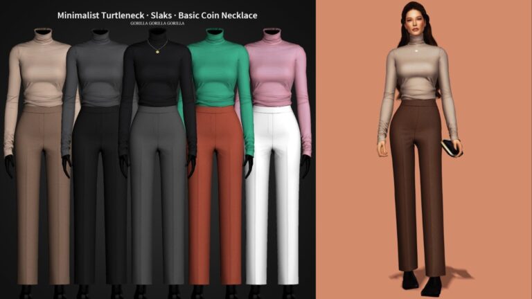 CC: Maravilloso conjunto formal de pantalón y jersey para mujer creado por Gorillax3 para los Sims 4