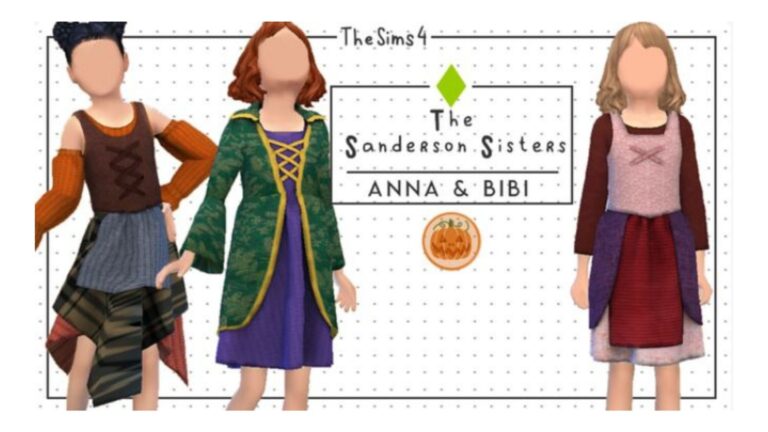 CC: hermanas Sanderson | disfraces de Halloween por Anna & Bibi para Los Sims 4