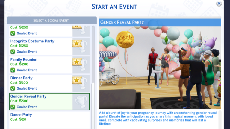 Mod: Fiesta de Revelación del Género (Actualización del mod de Partos Realistas)