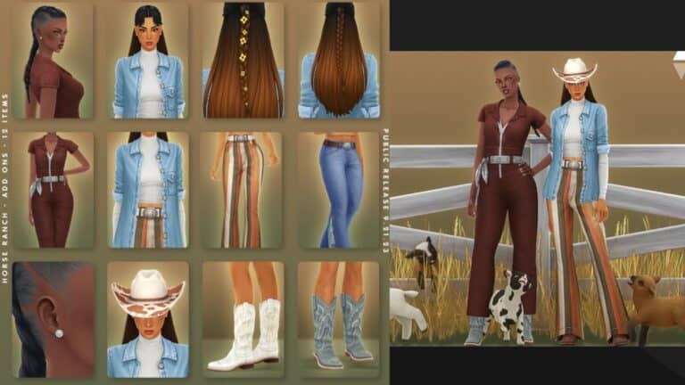 CC: Maravilloso set de ropa estilo ranchero creado por Simcelebrity00 para los Sims 4