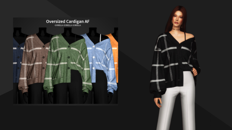 CC: Maravilloso cardigan oversize para mujer creado por Gorillax3 para los Sims 4