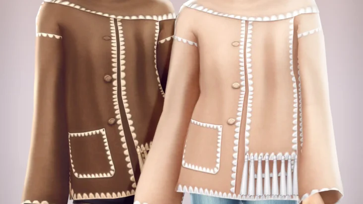 Aspen Jacket Sims 4 CC con diseño tipo bufanda y múltiples swatches de invierno