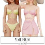 Nixie Bikini Sims 4 CC con diseño Barbie-core y detalles de corazón