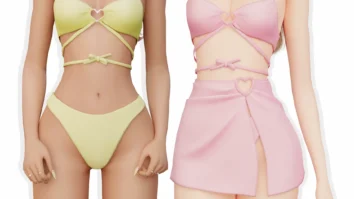 Nixie Bikini Sims 4 CC con diseño Barbie-core y detalles de corazón