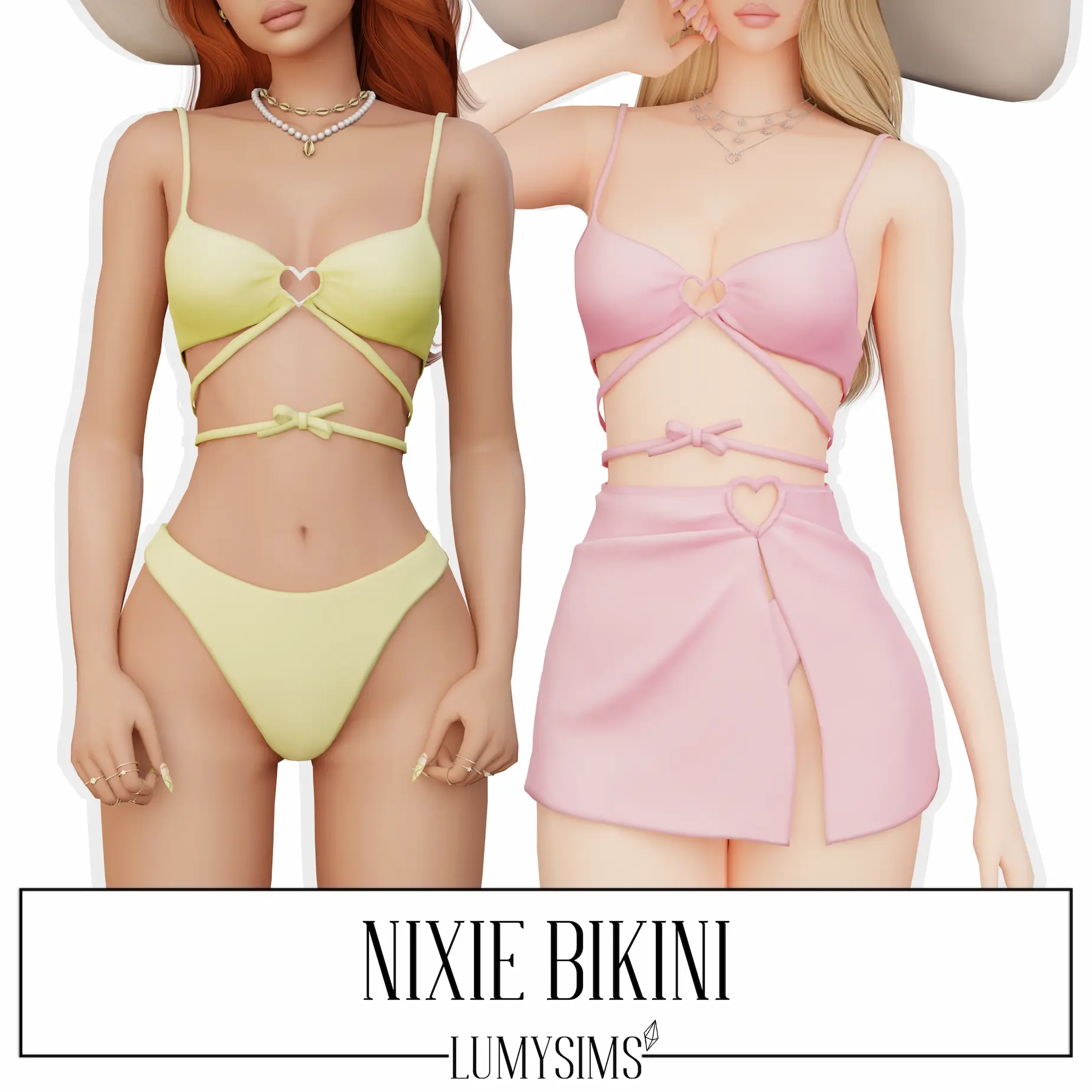Nixie Bikini Sims 4 CC con diseño Barbie-core y detalles de corazón