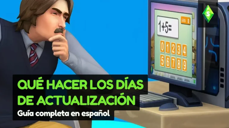 Jugador preparando su partida antes de una actualización de Los Sims 4 con advertencias sobre mods.