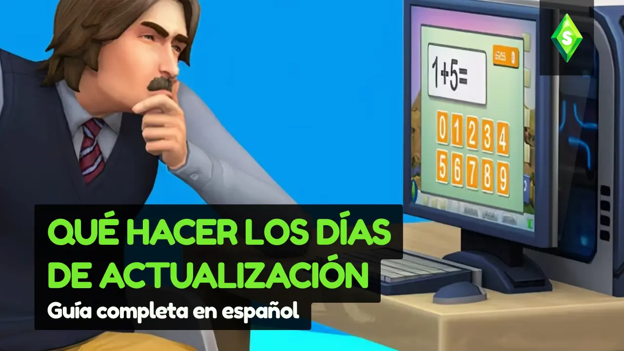 Jugador preparando su partida antes de una actualización de Los Sims 4 con advertencias sobre mods.