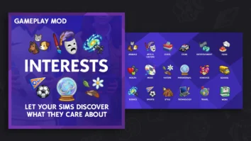 Mods Sims 4 Interests mostrando los iconos de intereses del gameplay