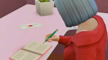 Mod Write Custom Letters para Sims 4 mostrando opción de escribir carta. Mod de SonozakiSisters.