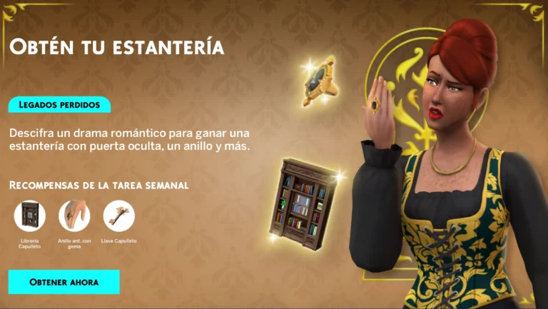 Vista de recompensas exclusivas con pack dentro del evento Legados perdidos en Los Sims 4