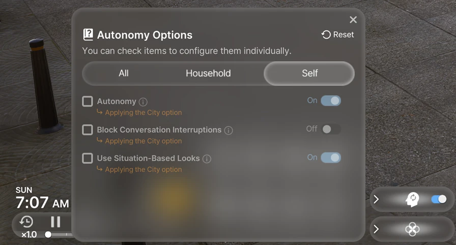 Pantalla de nuevas carreras en inZOI v0.8.0 autonomía