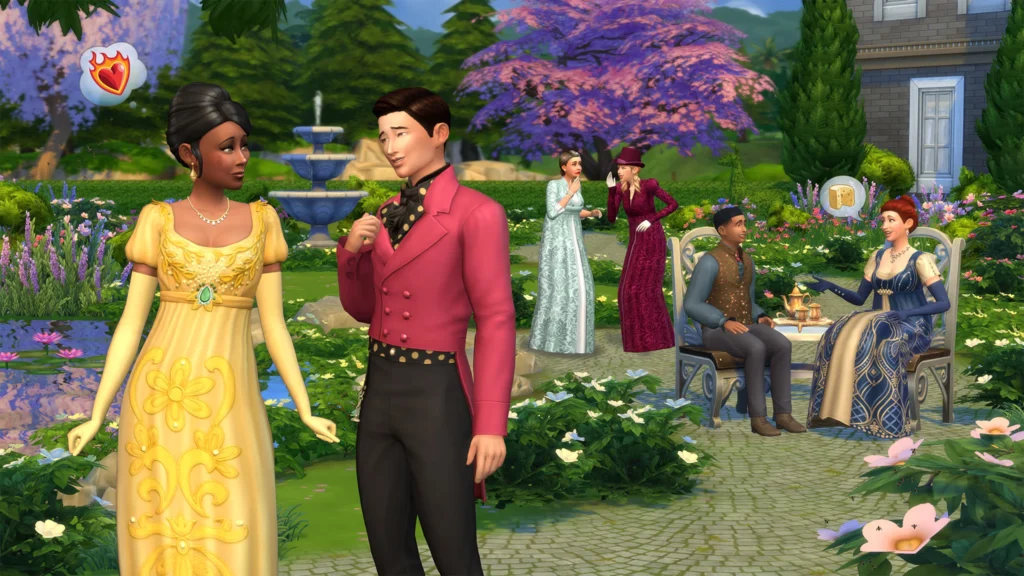 Decoración clásica y elegante para mansiones y bailes de máscaras en Los Sims 4 inspirada en Bridgerton.