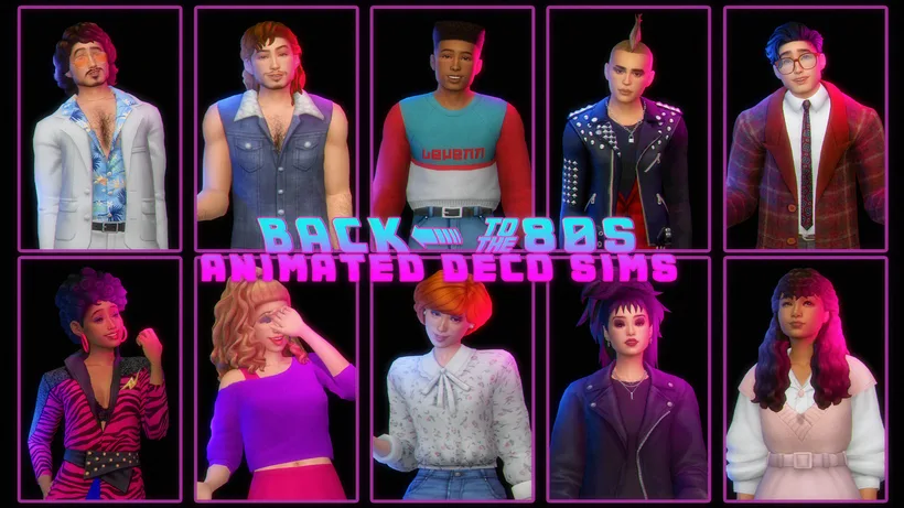 Sims 4 CC — Back to the 80's Animated Deco Sims de lazysimmies 🌌 para Los Sims 4 | Simlish4 — imagen 2