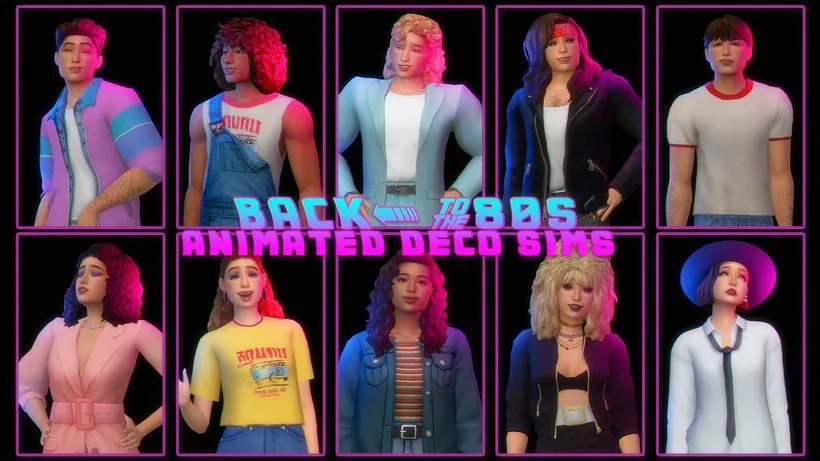 Sims 4 CC — Back to the 80's Animated Deco Sims de lazysimmies 🌌 para Los Sims 4 | Simlish4 — imagen 3