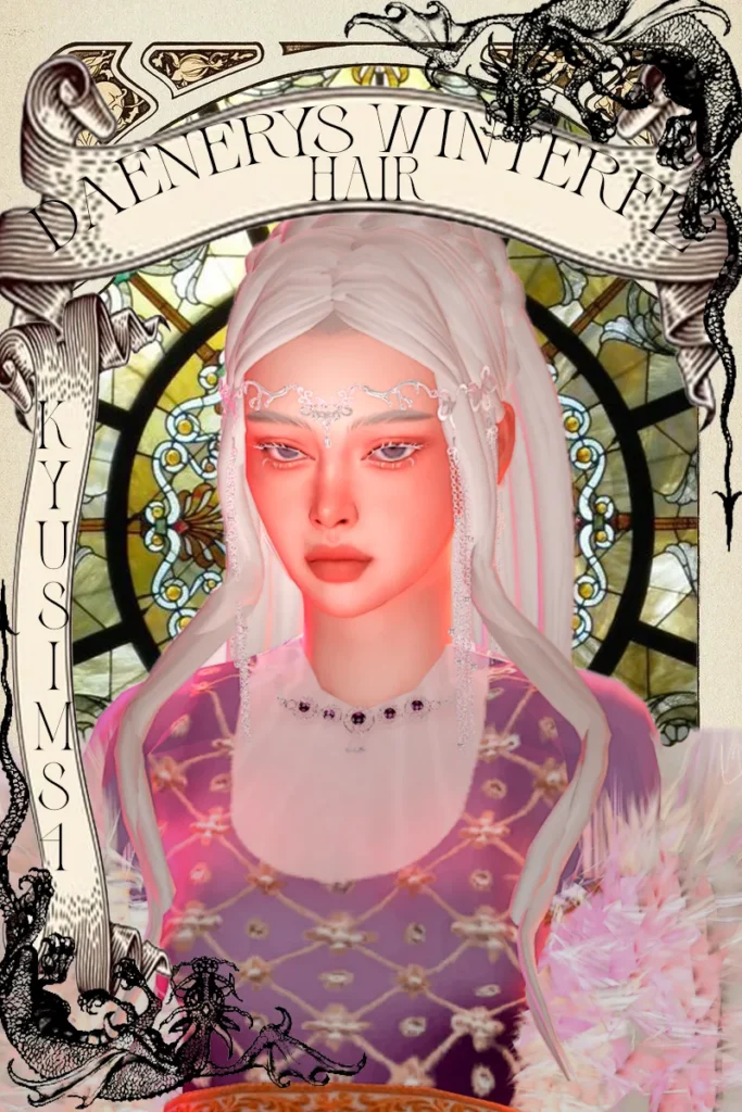 Sims 4 CC — Daenerys Winterfell Hair de kyusims4offical para Los Sims 4 | Simlish4