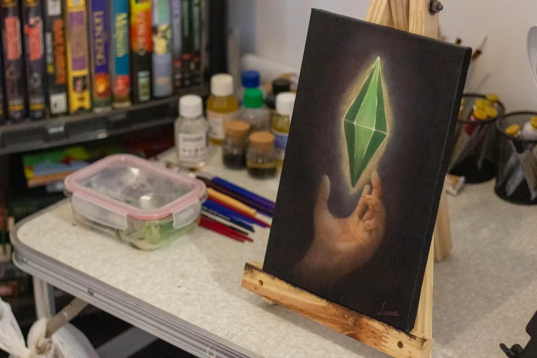 I made a baroque, oil on canvas Plumbob painting! de u/-RetroLune- | Simlish4 — imagen 2