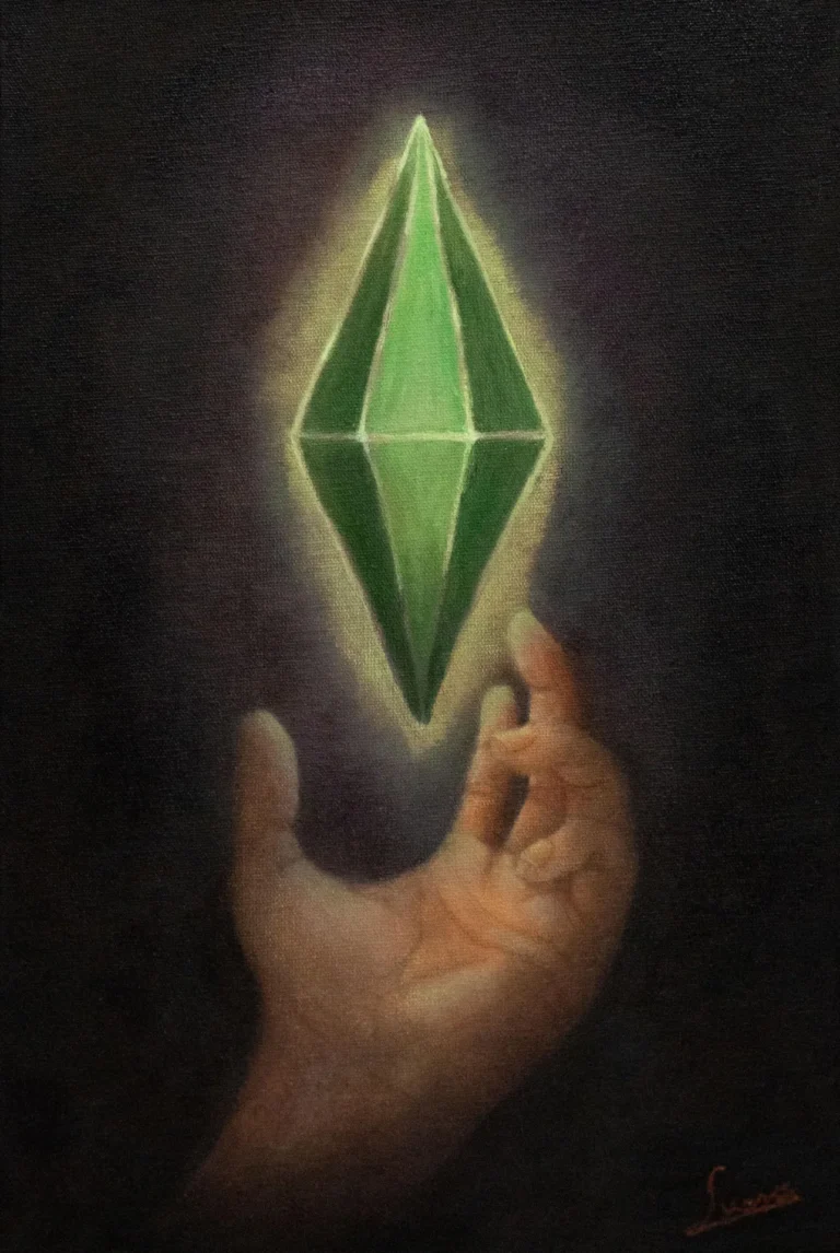I made a baroque, oil on canvas Plumbob painting! de u/-RetroLune- | Simlish4