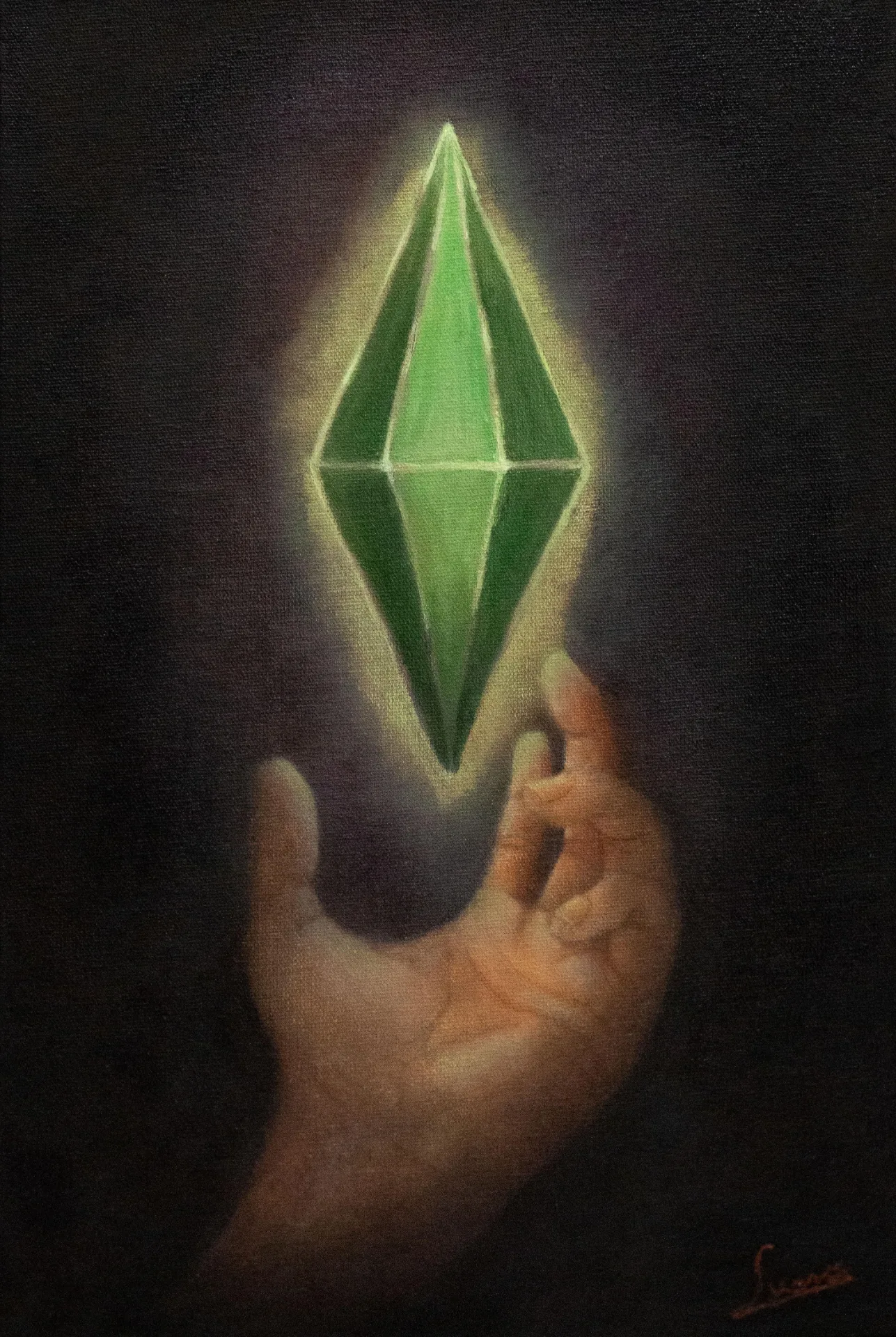 I made a baroque, oil on canvas Plumbob painting! de u/-RetroLune- | Simlish4