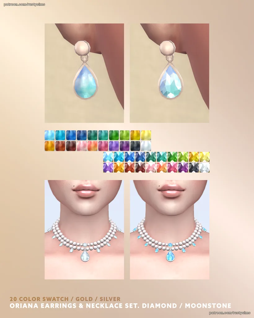 Sims 4 CC — M Jewelry XII - Oriana Jewelry Set de Rusty's para Los Sims 4 | Simlish4, imagen 2