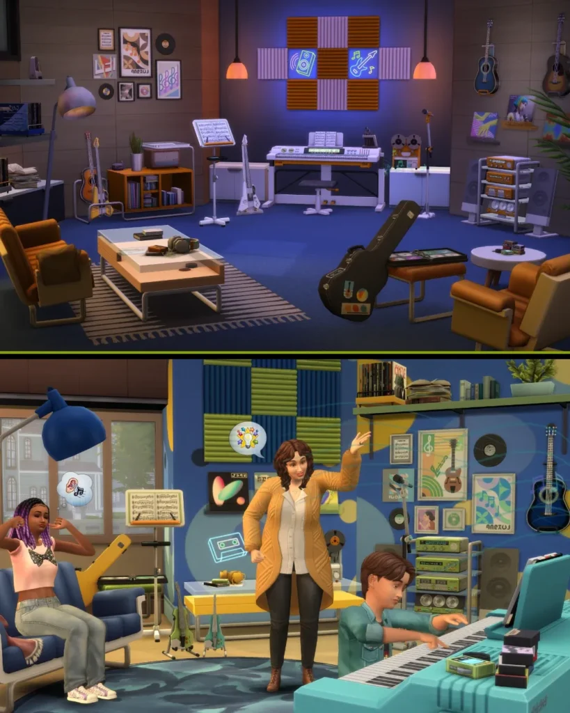 Nuevas imágenes del Music Den Kit de Los Sims 4 muestran instrumentos y decoración | Simlish4