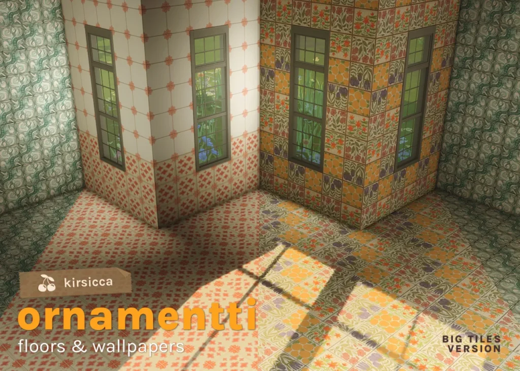 ornamentti floors & wallpapers de kirsicca para Los Sims 4