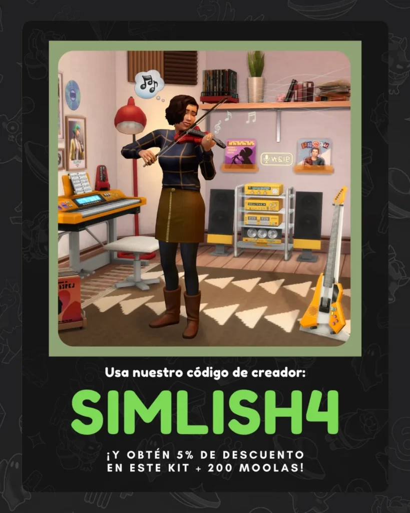 Recuerda usar nuestro código SIMLISH4 al comprar Sala de Música | Simlish4