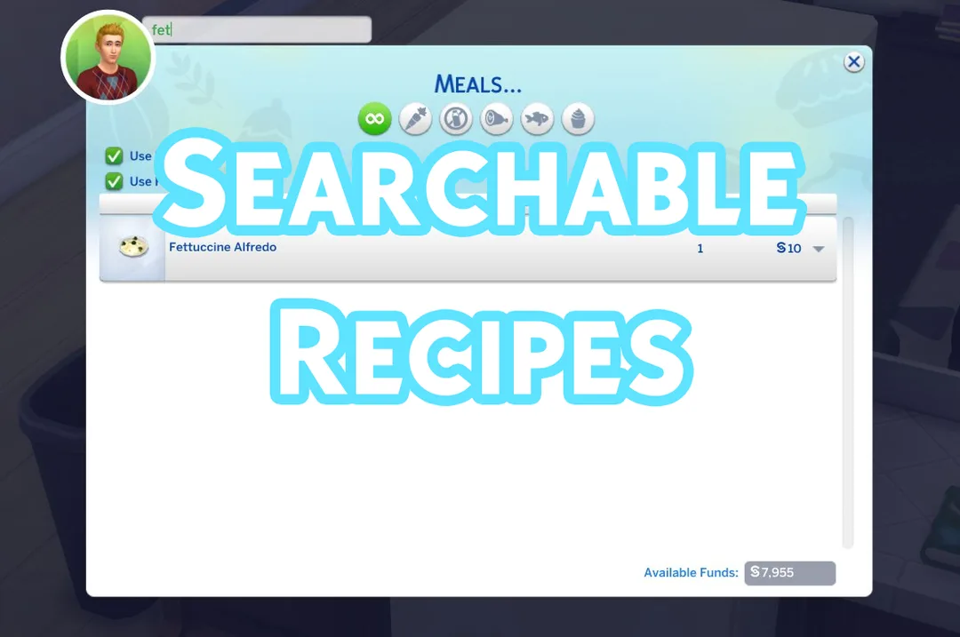 Searchable Recipes v1.0 de TwistedMexi para Los Sims 4