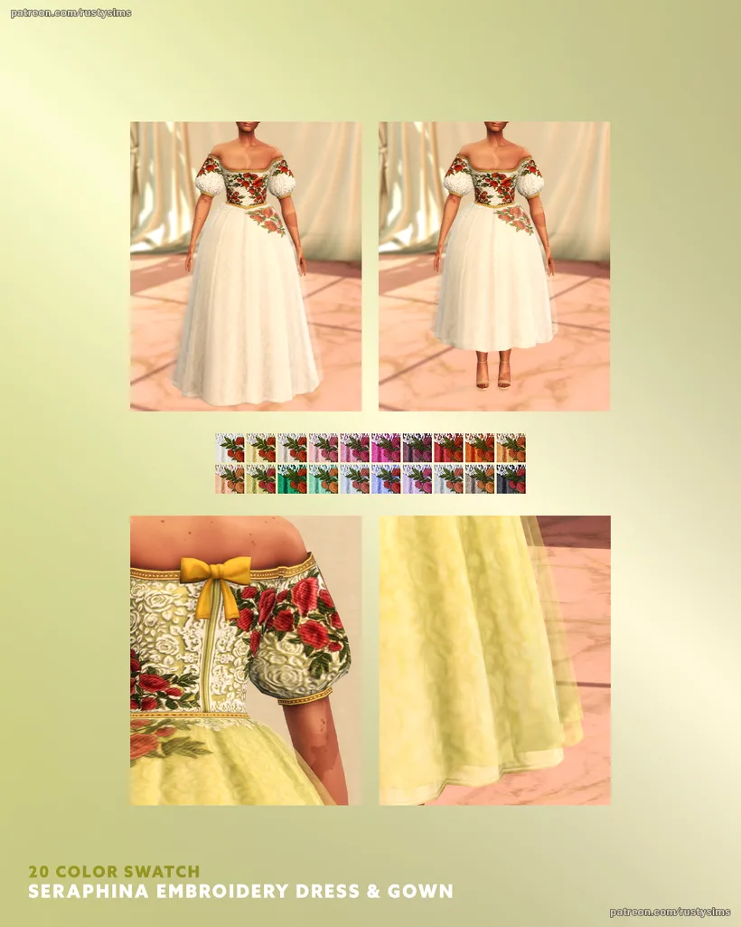 Sims 4 CC — Seraphina Dress & Gown de Rusty's para Los Sims 4 | Simlish4, imagen 2