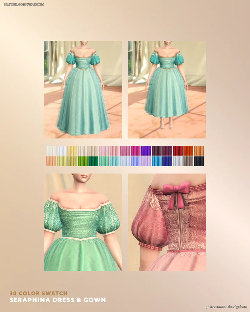 Sims 4 CC — Seraphina Dress & Gown de Rusty's para Los Sims 4 | Simlish4, imagen 3