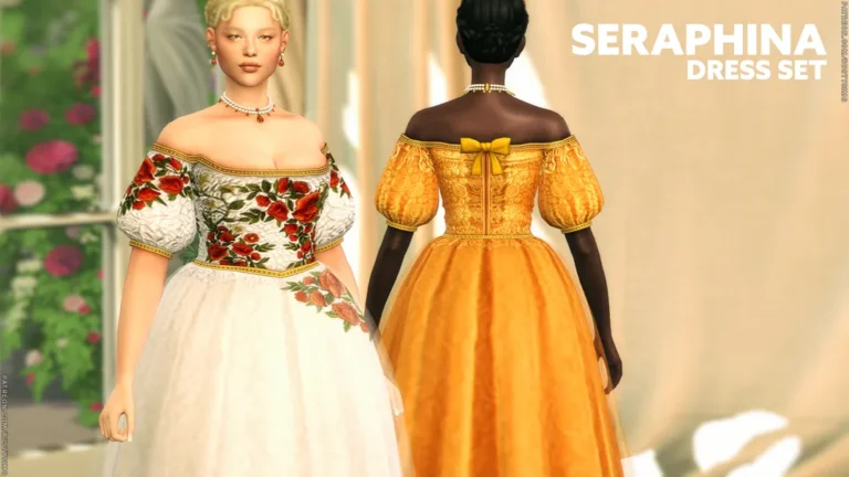 Sims 4 CC, Seraphina Dress & Gown de Rusty's para Los Sims 4 | Simlish4