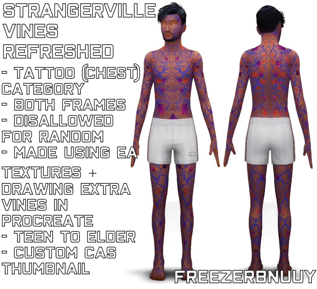Sims 4 CC — Sims 4 - Strangerville Body Vines Refreshed de freezerbnuuy para Los Sims 4 | Simlish4