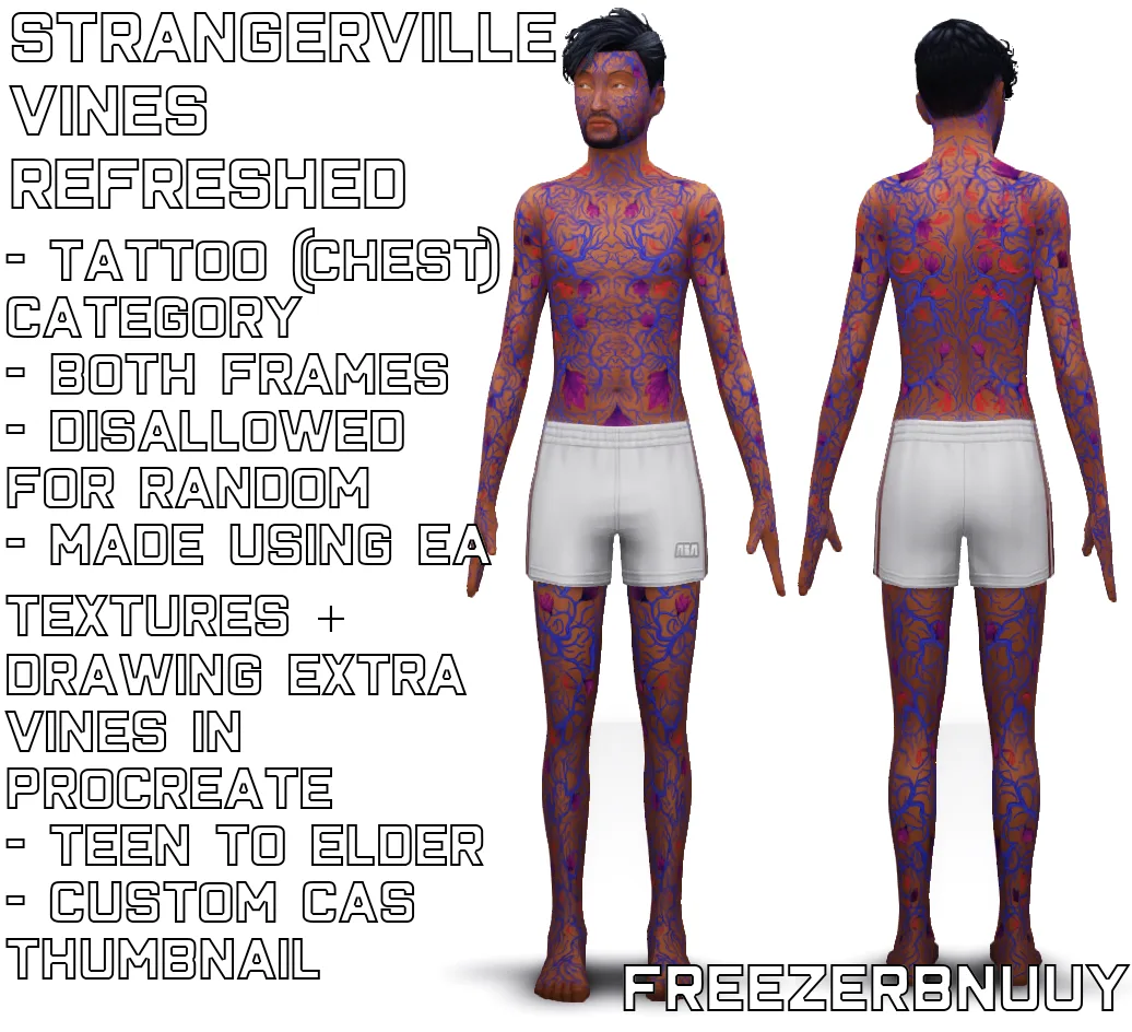 Sims 4 CC — Sims 4 - Strangerville Body Vines Refreshed de freezerbnuuy para Los Sims 4 | Simlish4