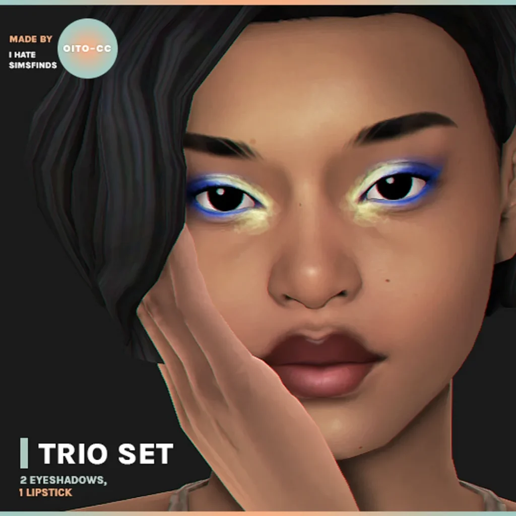 CC gratis para Los Sims 4, TRIO SET, a set with two eyeshadows and a lipstick. de OITO para Los Sims 4 | Simlish4