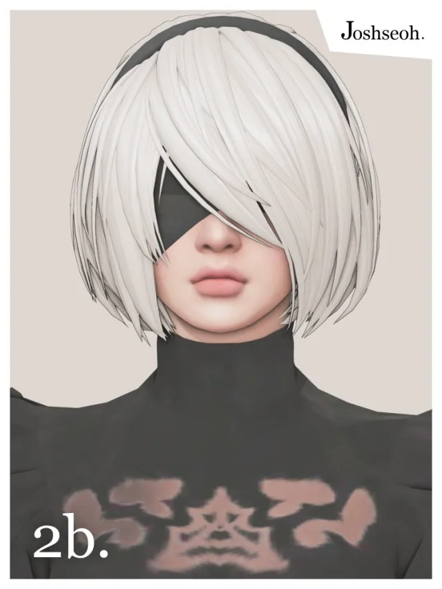 Vista previa de 2B cabello & Headband (cabello Commissions), cabello de joshseoh para Los Sims 4.