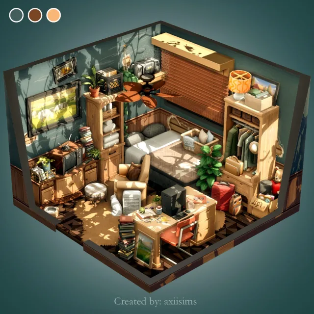 Vista previa de 90s inspired bedroom no cc, solares y habitaciones de axiisims para Los Sims 4.