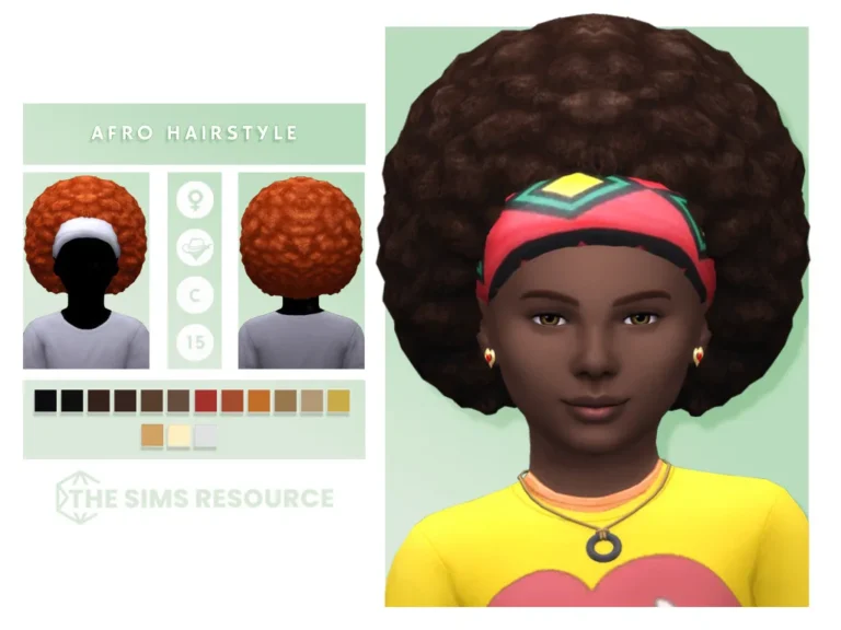 Vista previa de Afro Hairstyle [Child], cabello de oranos para Los Sims 4.